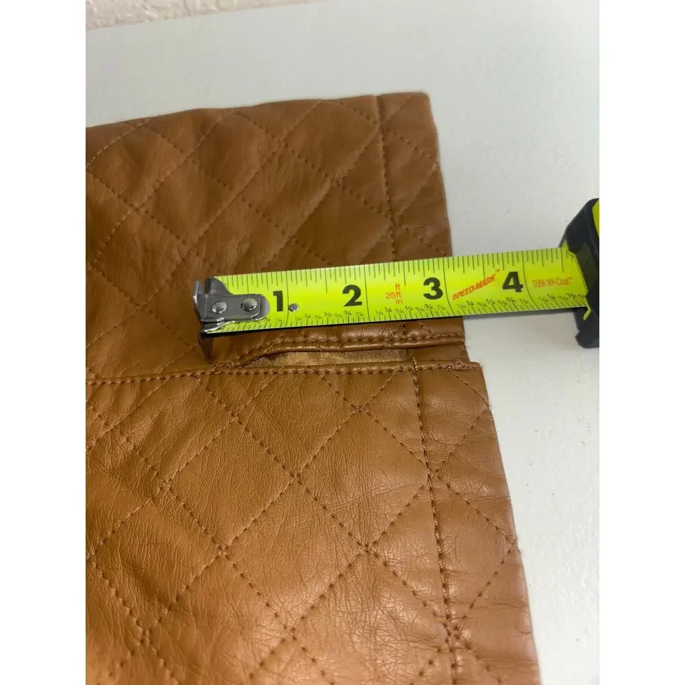 Forever 21 Brown Camel Faux Vegan Leather Diamond Pattern Mini Skirt Size M